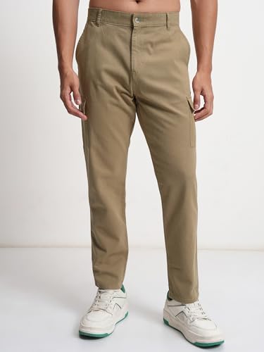 Image of Highlander Men's Tapered Fit | Cargo Trousers | Sleek & Functional | Utility Pockets | Trouser for Men | Men Trousers