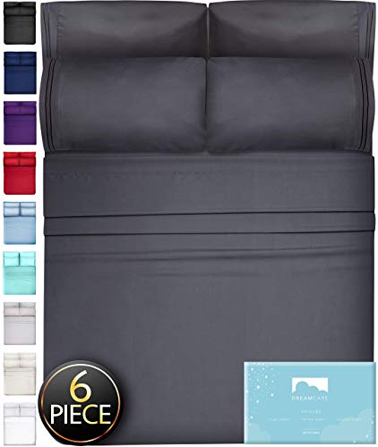 DreamCare 6 Piece Deep Pocket Sheets Microfiber Sheets Bed Sheets Bedding Sets California