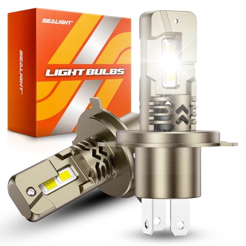 SEALIGHT H4/9003 Bulbs, 50,000LM Super Bright H4 Driving Bulb, 6500K White 9003 Halogen Raplacement Fog Lights, Canbus Ready Direct Fit, Plug-N-Play, Pack of 2