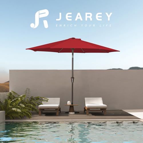 Image of JEAREY 10FT Outdoor Patio Umbrella, Market Umbrella, Light Red