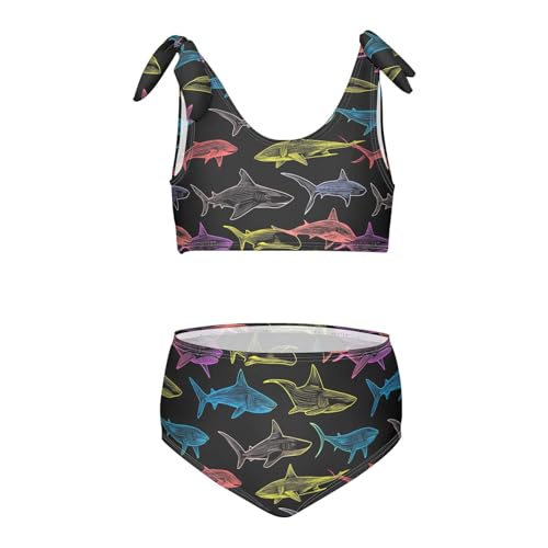 Wusikd Shark Girls Swimsuits Two Piece Colors Swimwear Bikini Set for for Girls Size 3T