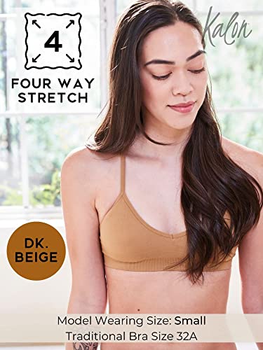 Image of Kalon Women's 4 Pack Racerback Sports Bralette Seamless Wireless Comfort Bra