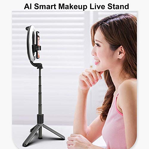 Ajcoflt Tripé de obturador remoto portátil dobrável L07 sem fio Bluetooth selfie com luz anelar LED