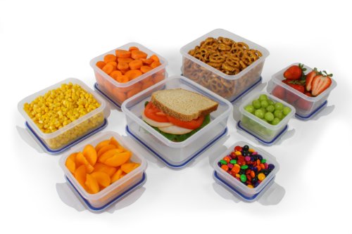 Popit! 8 Clear Food Storage Containers Set, Microwave and Freezer Safe, Little Big Box