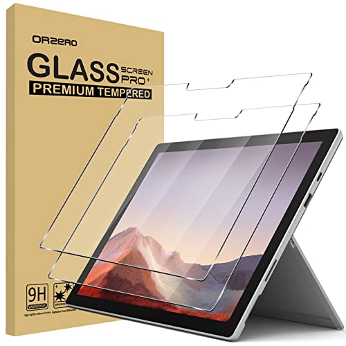Image of Orzero 2 Pack Compatible for Surface Pro 7 Plus /7 /6 /5 /4 Tempered Glass Screen Protector, 2.5D Arc Edges 9H Anti-Scratch HD