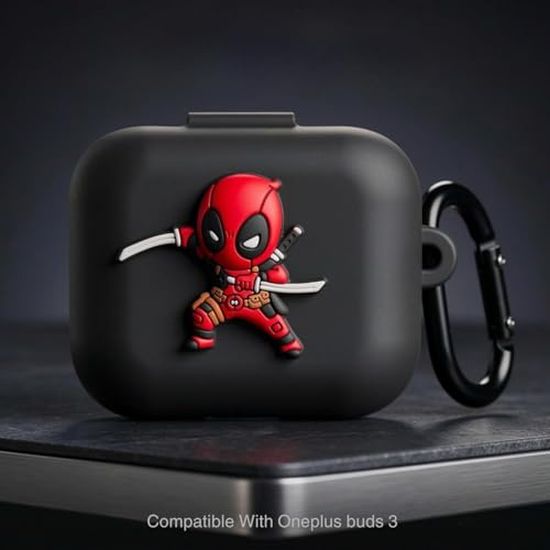 Image of Kapture Soft Silicone Case Compatible With Oneplus Buds 3 Cover, Oneplus Buds 3 Case Cover With Hook, Oneplus Earbuds 3 Case Cover With Silicone 360 Protection Dust & Shockproof, Black