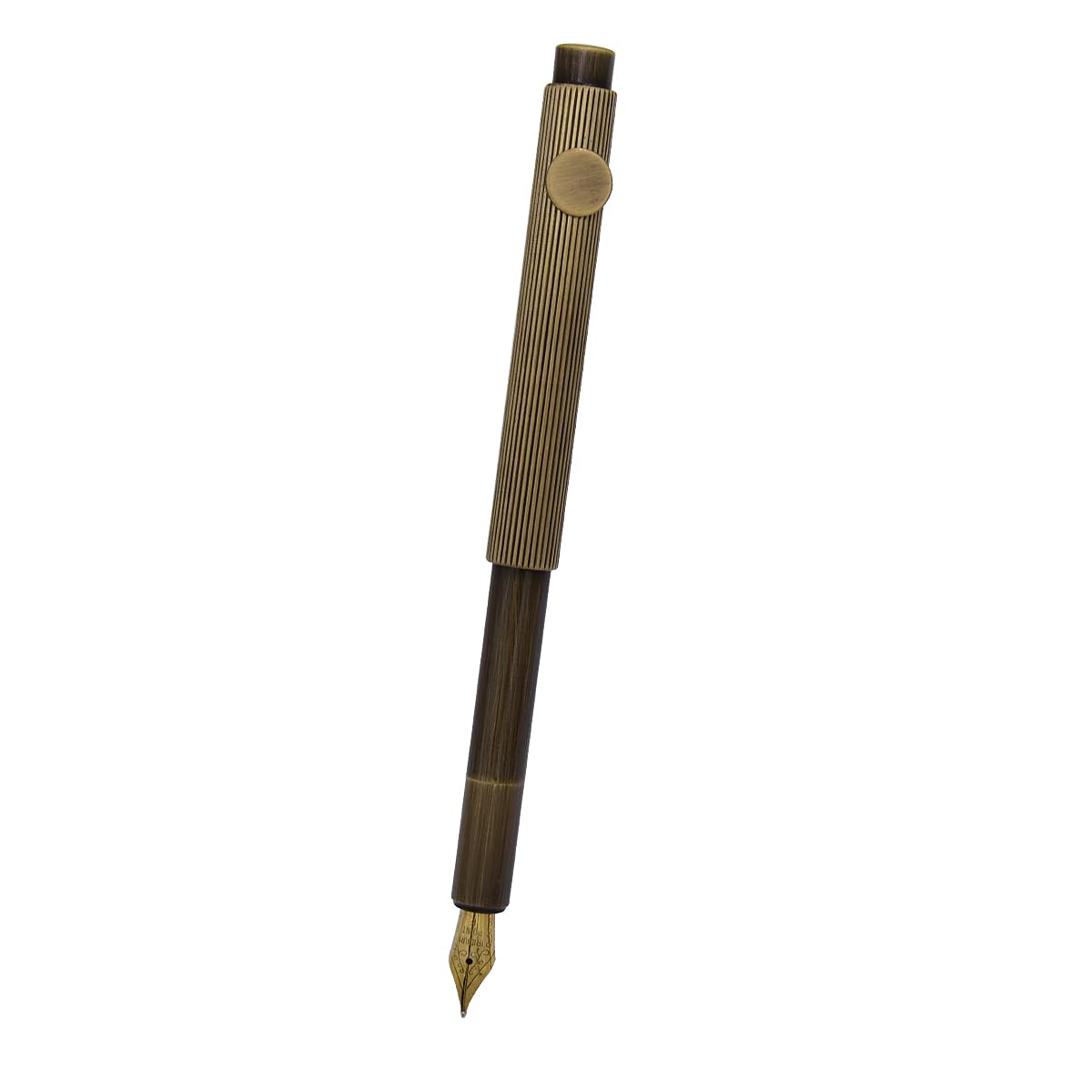 SIPLIV Bronze Fountain Pen Short Paragraph Pocket Mini Travel Fountain Pen with 20 Pcs Black Ink Cartridges - Vertical Line, Iridium Fine Nib(0.50mm) - Image 2
