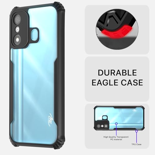 Image of Pikkme itel A27 Back Cover | Crystal Clear Transparent Back | Ultra Hyrbid | Full Camera Protection | Raised Edge | Bumper Back Case (Black)