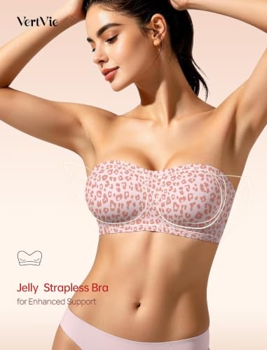 Image of Vertvie Strapless Bra Jelly Push Up Seamless Wireless Tube Top