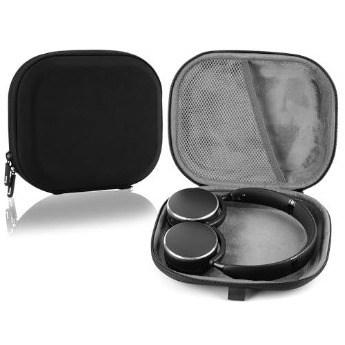 Linkidea Capa de transporte para fones de ouvido compatível com AKG Y500, Y50BT, Sony WH-CH520, Philips TAUH202BK, bolsa de viagem rígida protetora com cabo, armazenamento de carregador (preto)