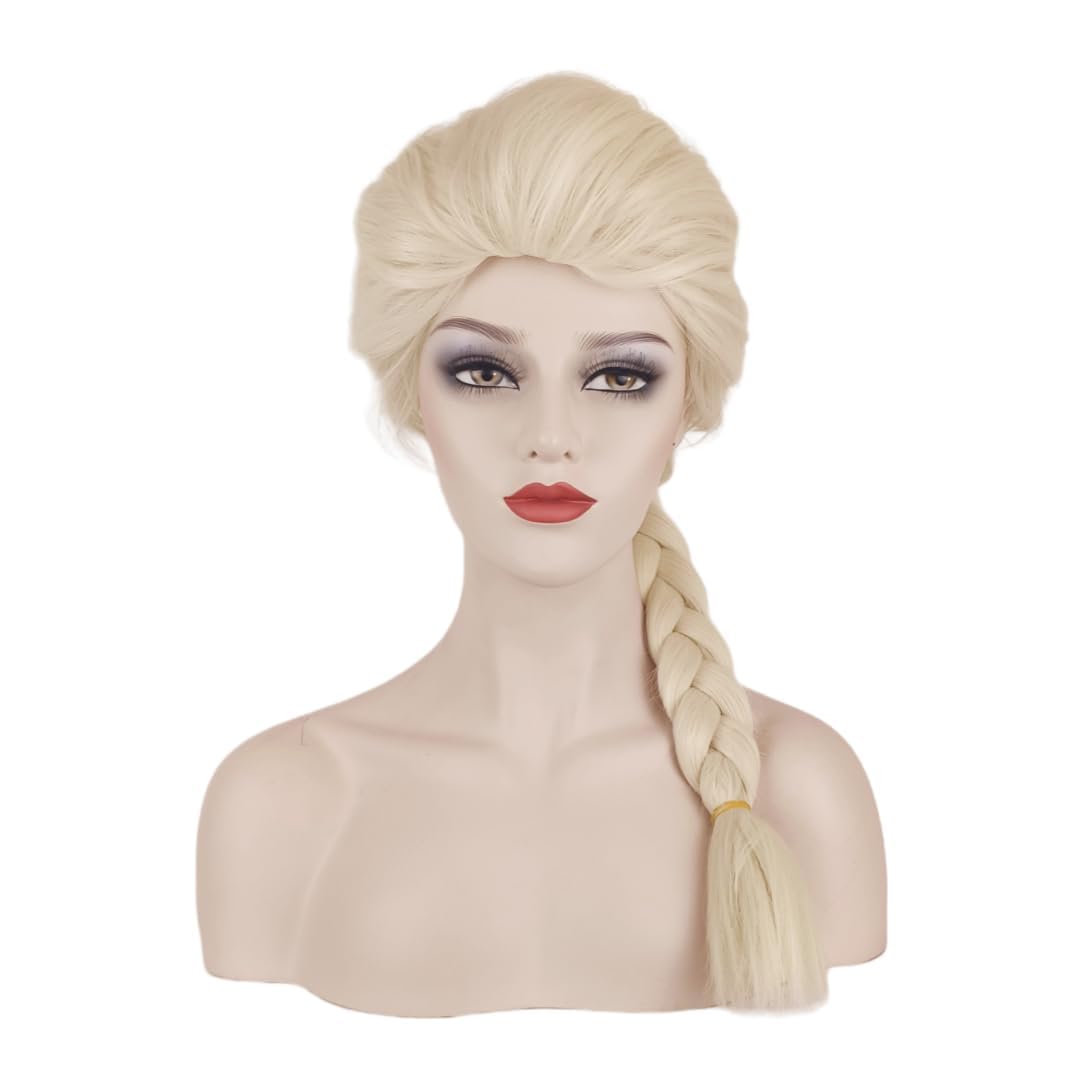 SisiruKou Long Blonde Braided Ponytail Anime Wig for Women Halloween Cosplay Costume Wig