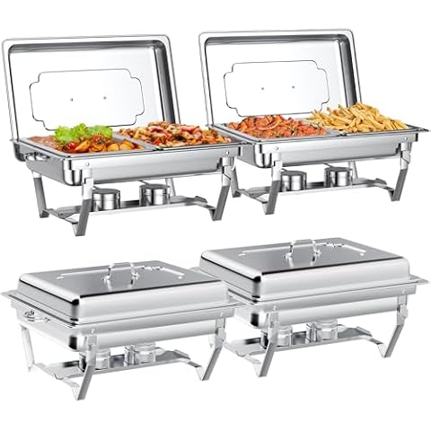 GGIU Chafing Dishes for Buffet Set: Chafers for Catering - Chafing Dish Buffet Set with Lids | Chafers and Buffet Warmers Sets | Serving Food Warmer | Chafers Servers Sets Cover
