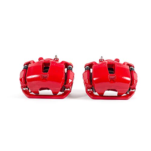 Image of Power Stop Front S2876 Pair of High-Temp Red Powder Coated Calipers for Infiniti FX35 2003-2006, Infiniti FX45 2003-2006 [Model Specific]