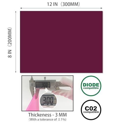 Image of 1pcs Pastel Cell Cast Acrylic Sheets Dark Purple 1 /8inch (3mm) 8x12 200x300mm Glossy Matte Laserable Plexiglass Sheets Plasitc Board for Laser Cutting Engraving DIY Project Craft Sign