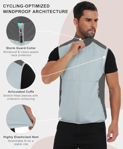 Image of Little Donkey Andy Men's Water-resistant Outerwear Vests, Stretch Windproof Vest for Cycling, Running, Golf