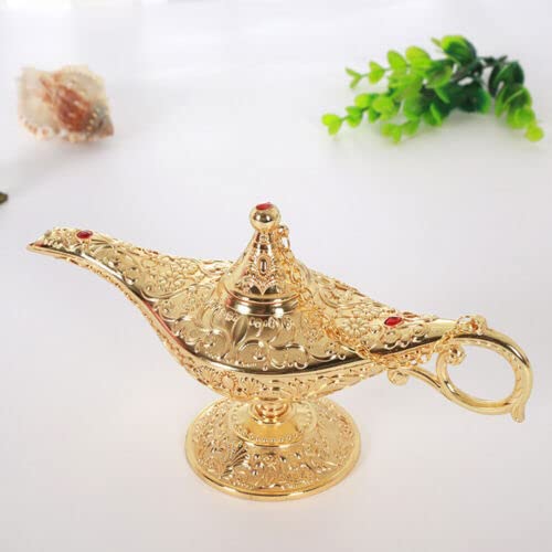 Vintage Aladdin Magic Genie Lamps Classic Collectable Light Lamp for Home Table (Large Golden)