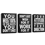 Black and White Inspirational Wall Art Poster Quote Motivational Wall Art for Office Living Room...