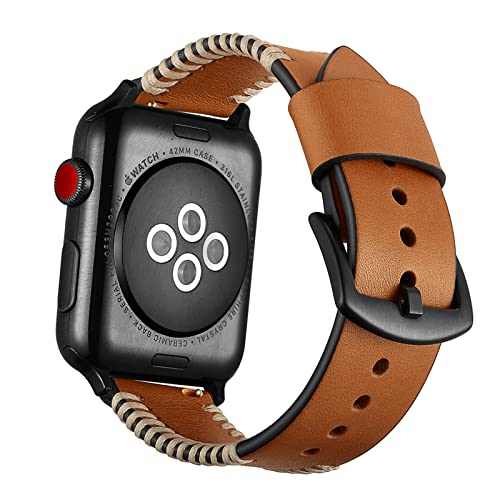 Bracelet en cuir véritable iWatch pour Apple Watch Ultra 2, 9, 8. Élégance et finition grainée.