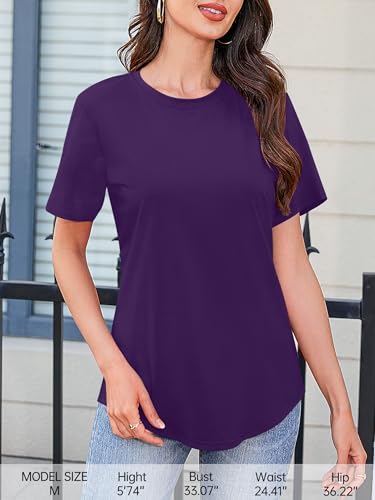 Image of Elesomo Womens Shirts Casual Crew Neck Short /Long Sleeve Tunic Tops Tees