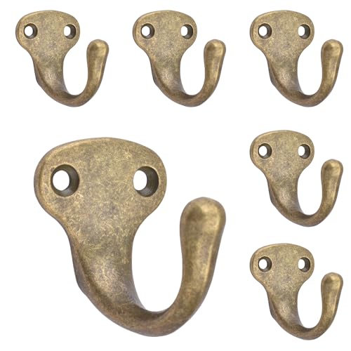 Alele Single Prong Hook Hanger,Robe Towel Hooks,Zinc Die Cast, Set of 6 (Single Prong Trunk Hook 6p)