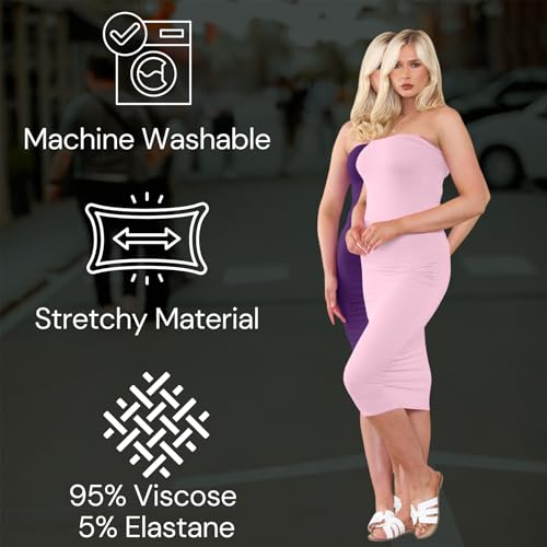 Vestido midi bodycon oro rosa con acabado lápiz elegante strapless 5