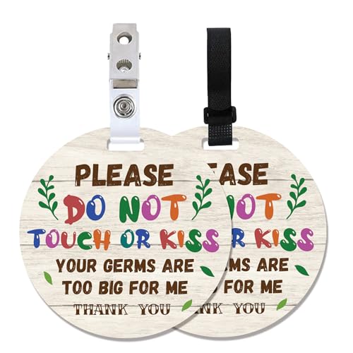 Image of PLIGREAT 2 Sets Please Don't Touch or Kiss Baby Sign Tag for Newborn Baby Girls Boys Colorful Font Stop Touching Baby Reminder Sign for Baby Carrier Car Seat Stroller Tag with Hanging Straps and Clip