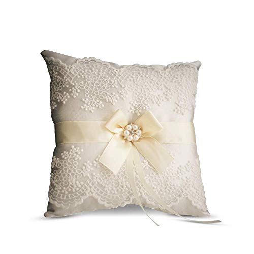 Alex Emotions Ivory Ring Bearer Pillow Ivory Wedding Ring Pillow | Lace Collection | Lace Wedding...