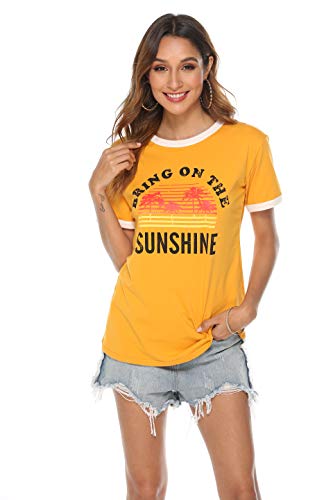 Nlife Bring On The Sunshine Graphic Long Sleeves T ees Blouses for Women Tops Sweaters for Women