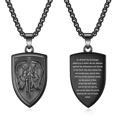 Rnivida Archangel St. Michael Medal Pendant Necklace, Stainless Steel Christian Jewelry for Men Women