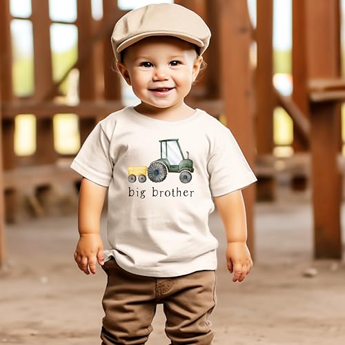 Big Brother Barn Farm Tractor Shirt for Sibling Reveal Baby Announcement Outfits3