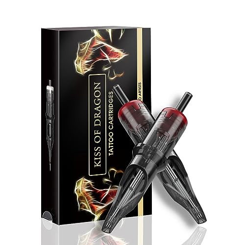 Kiss of Dragon -Tattoo Cartridge Needles #12 0.35mm 9 Curved Magnum Standard Disposable Tattoo Cartridges 20Pcs Needles for Professional Rotary Tattoo Pen Machine Supply (1209RM)