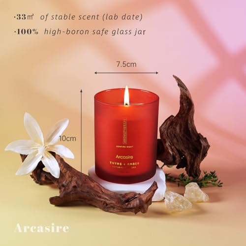 Arcasire Scented Candles Gifts for Women & Men, Thyme & Amber Scented, 8oz Hand-Poured Natural Soy Wax, 48H Long-Burning, Luxury Candle Gift for Birthday, Wedding, Home, Spa, Yoga - Image 4