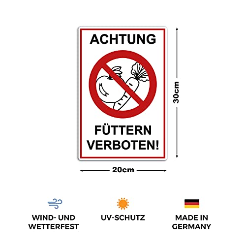 2 Stück Achtung Füttern verboten ! Schild 20 x 30 cm aus stabiler PVC Hartschaumplatte 3mm mit UV-Schutz von STROBO