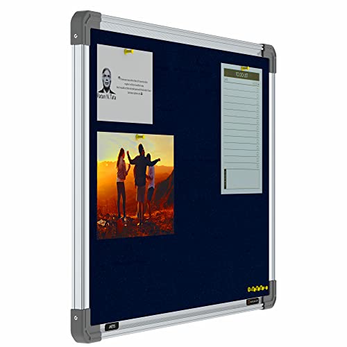 Image of Scholar Art Metis 1.5x2 Feet Fabric Pin-up Notice Board for Study Room & Wall | High Strength Velvet Cloth + High Density Soft Board for Pinning Photos, Sticky Notes & Reminders (Dark Blue)