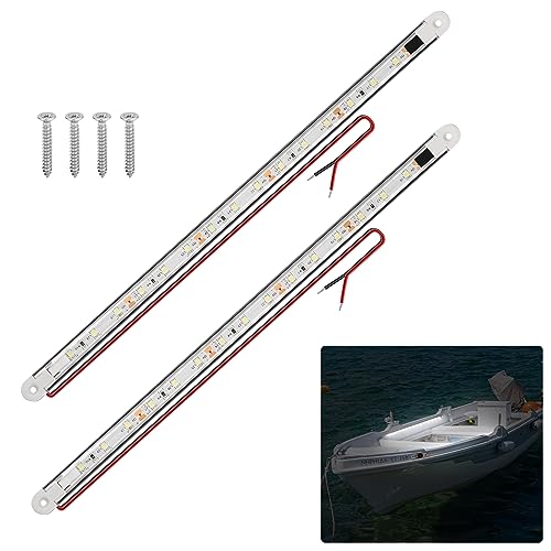 RVZONE LED Boat Interior Lights, Boat Led Strip Lights Marine Led Lighting Waterproof Strip Night Fishing Lights for Yacht Fishing Pontoon,2 Pcs