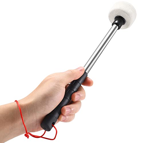 Facmogu 2Pcs Felt Bass Drum Mallets, Beige White Felt Mallets Sticks With Stainless Steel Handle, Wool Felt Head Instrument Percussion Accessory For Marching Band Bass Drum #TOP2