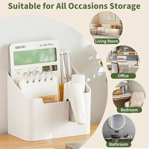 Miniatura 3 de Pavstine Soporte Mando Con Compartimentos, Organizador Mandos Grande, Organizador De Escritorio Para Tv, Dvd, 4k Y Blu-Ray, Porta Mandos De Tv Mesa Para Bolígrafos, Blanco