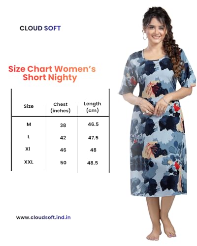 Image of CLOUD SOFT Stylish Women's Short Nighty | Premium Rayon Fabric | Soft Comfortable Everyday Night Dress - CS5002
