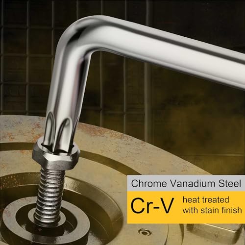 Hanpex Long Arm Torx Star Allen Wrench Set, Star Key Set T10-T50, Hex Key Set Chrome Vanadium Steel(Cr-V), Tamperproof TORX L- Key Set (9-Piece)