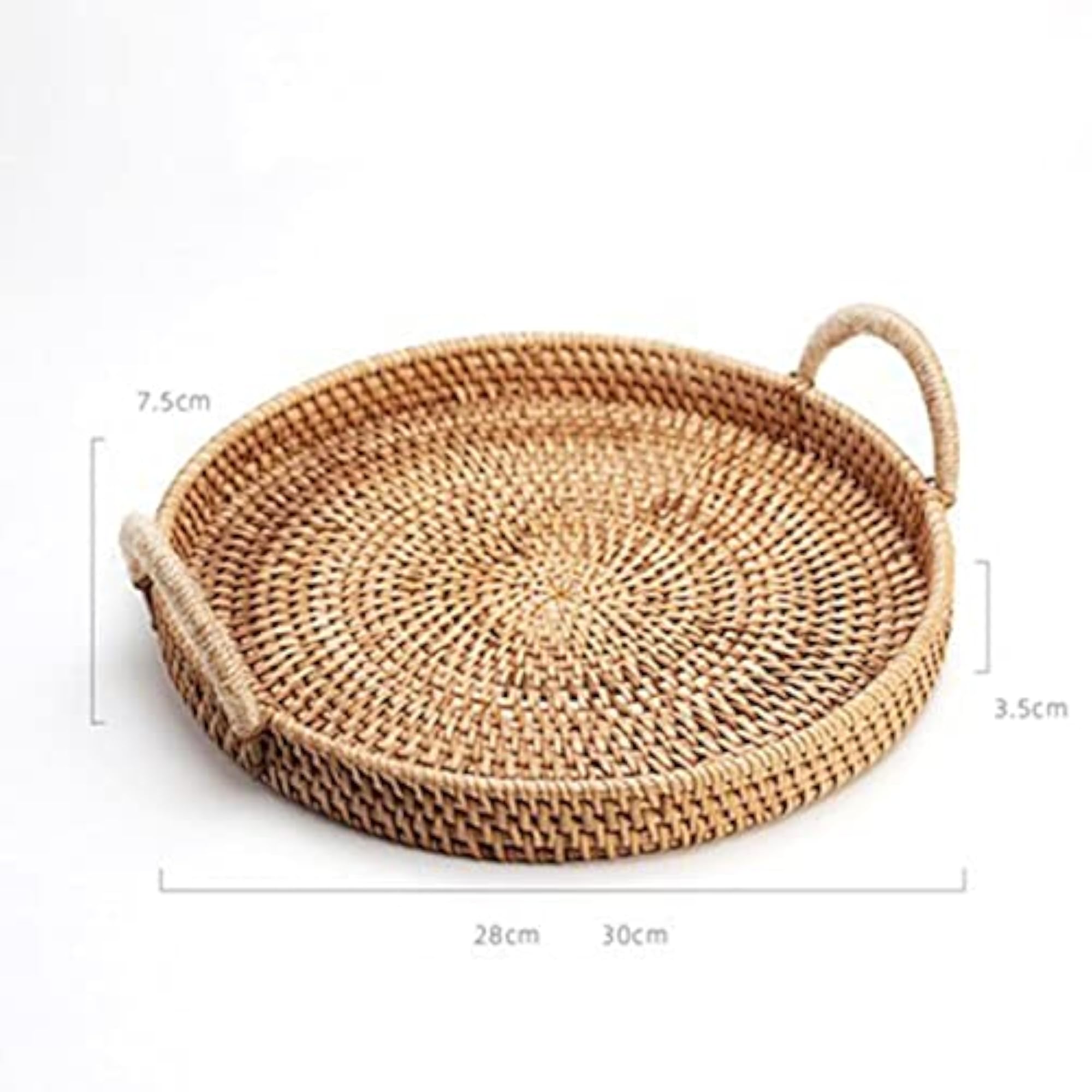 Handwoven Wicker Serving Basket with Handles, Round