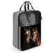 Two Horses Standing on Black Background Shoe Bags for Travel Water-Resistant Shoes Pouch with Handle Fashion Shoe Organizer with Zipper Closure Portable Sneaker Carrier for Men & Women Daily Use
