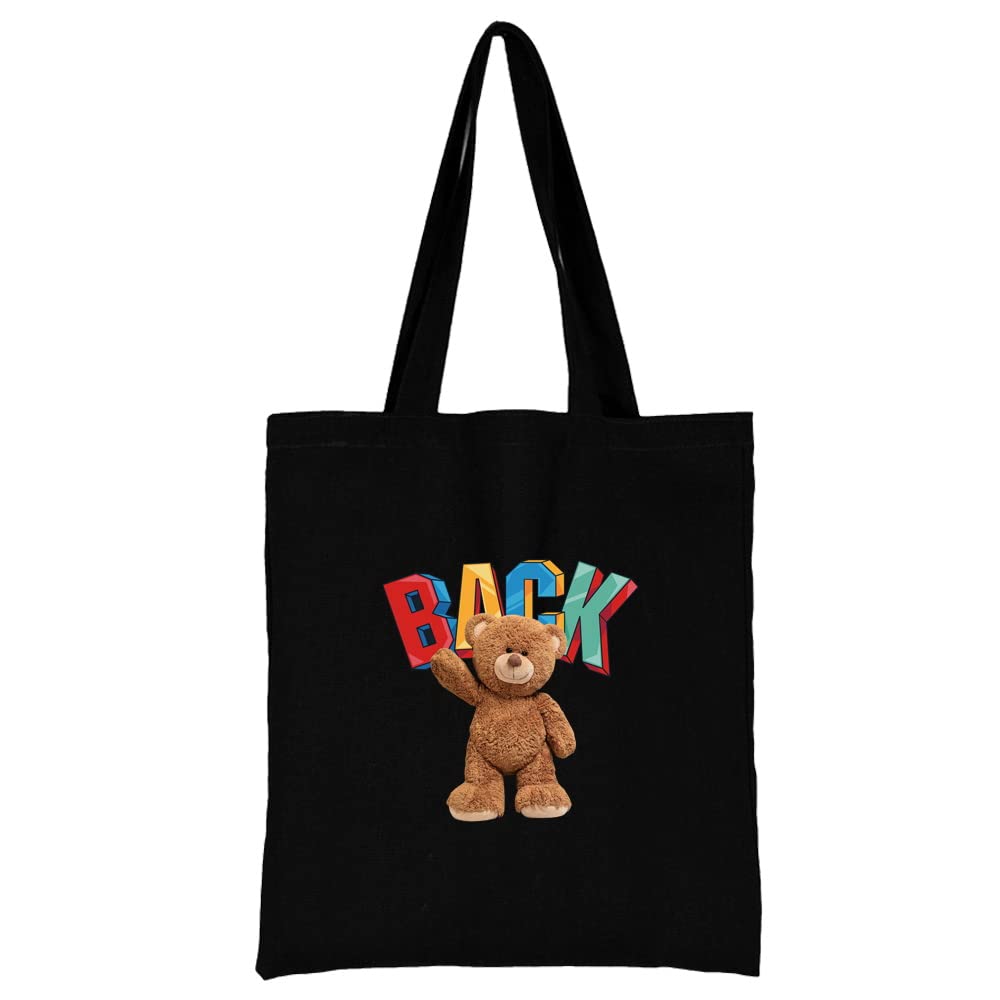 Bear Printed Canvas reusable grocery bags, Foldable Casual Travel HandBag, Shoulder Beach Tote Bags, Shopper bag eco friendly super strong washable Storage bags Shopping bag Canvas bag for Women