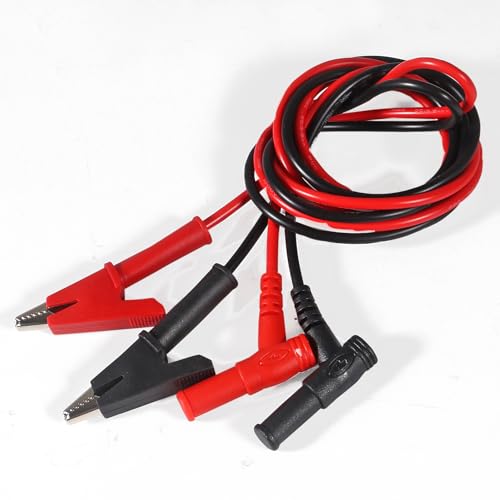 Image of UMLIFE 2Pack Multimeter Test Leads Right Angle Banana Plug to Alligator Clip Heavy Duty Silicone Wire 14 Gauge for Electrical Testing 3 Feet /1m