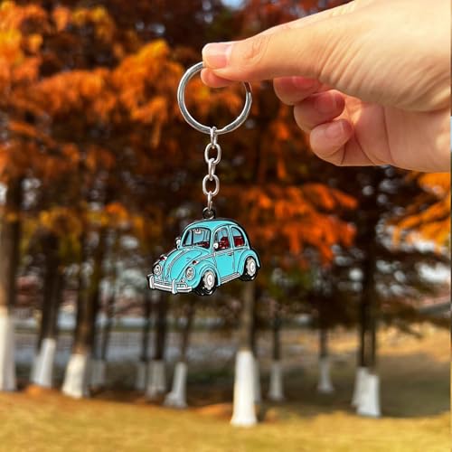 Image of Car Keychain Compatible with VW Beetle Bug,Metal Key Chain,for VW Beetle Bug Accessories,Enamel Cute Key Chain,Vintage Cartoon Keychain for Car Lovers