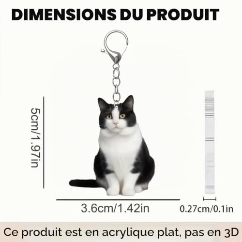 Yjcnelcr Lot de 4 porte-clés pour femme avec motif chat mignon - Porte-clés unique tendance en acrylique texturé pour les amateurs de chats - Porte-clés cadeaux pour femmes et filles, Tel que montré, – vue 4