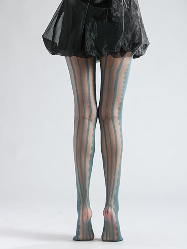 Image of Sahabowi Women Tights, Sheer High Waist Pantyhose, Vintage Control Top Stockings, Siwa7
