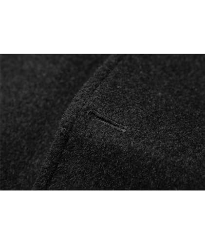 Image of Sexyshine Men's Winter Fall Wool Blend Trench Coat Pea Coat Lapel Collar Single Breasted Lined Warm Jacket Long Overcoat