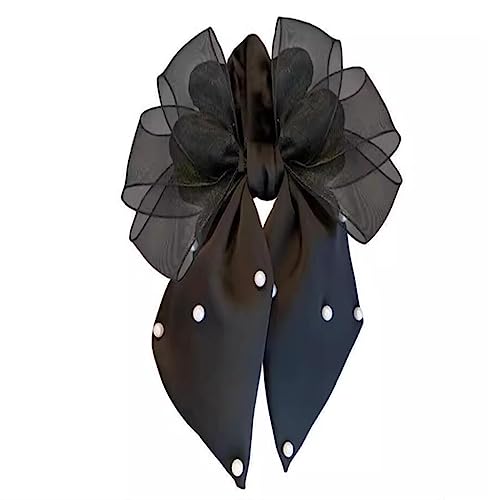 Accessoires cheveux en maille avec gros nœuds et perles pour queue de cheval - 2