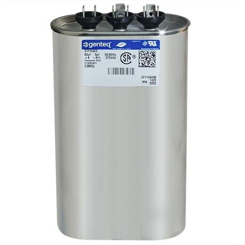 (2) Pack - Genteq - 80 + 5 uF MFD x 370 VAC GE Industrial Replacement Dual Capacitors Oval # C3805L/97F9383