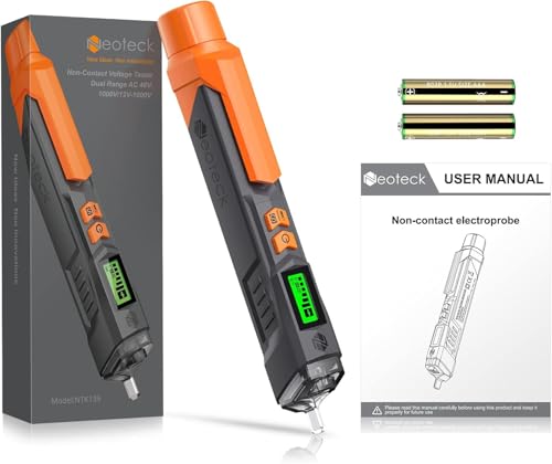 Neoteck Bezkontaktowy Tester Napięcia Cyfrowy 12-1000V/48-1000V Regulowana czułość Bezkontaktowy tester faz Tester prądu z wyświetlaczem LCD, brzęczykiem, wyszukiwarką punktów przerwania przewodu